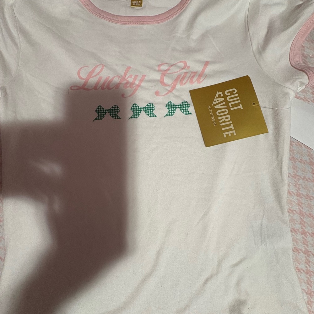 Pink Trim Fitted Short Sleeve Tee